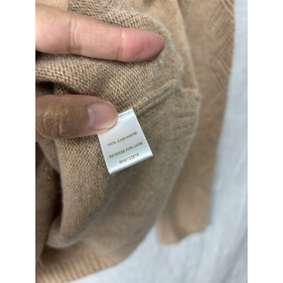 Garnet Hill Beige Crochet Cashmere Sweater Womens Large - Picture 3 of 6